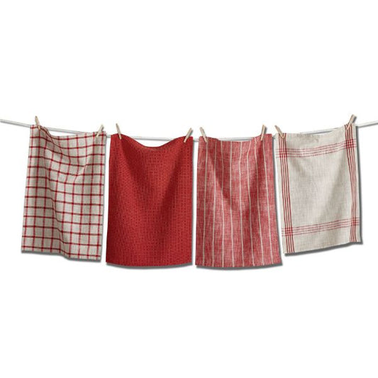 Set of 4 Woven Dishtowels - Red