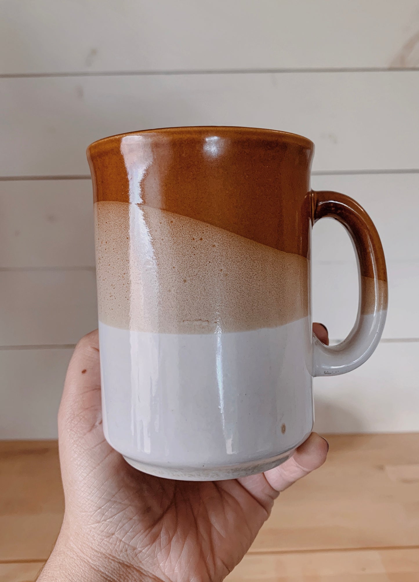 Vintage Tri-Tone Ceramic Mugs - S/2