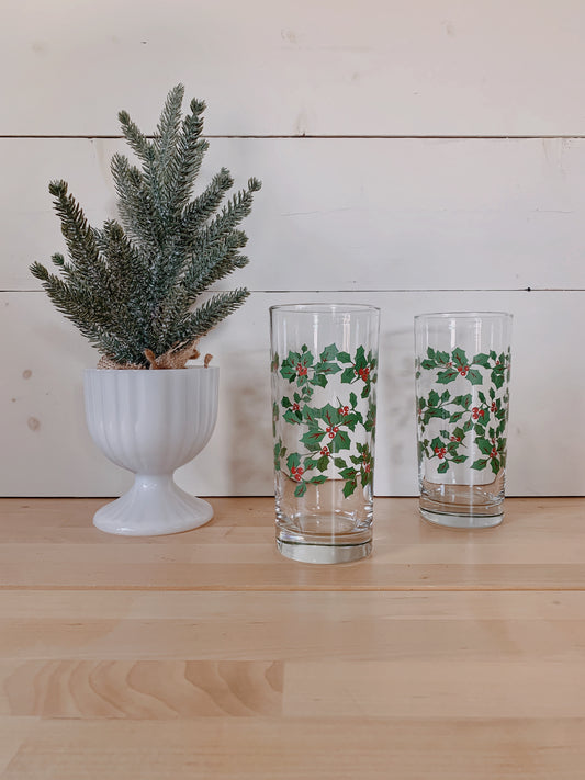 Holly & Berries Holiday Glasses