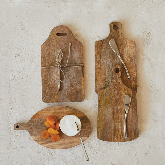 Mango Wood Cutting Board & Canapé Knife Set