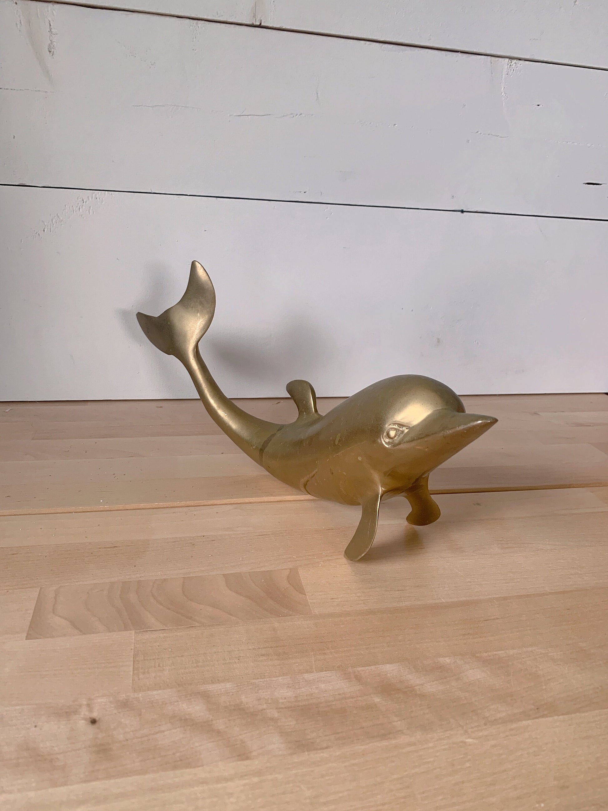 Vintage Brass Dolphin Figurine | Brass Decor | Mid Century Brass | Brass Bust | Brass Animal Figurines | Brass Trinkets & Collectibles | MCM
