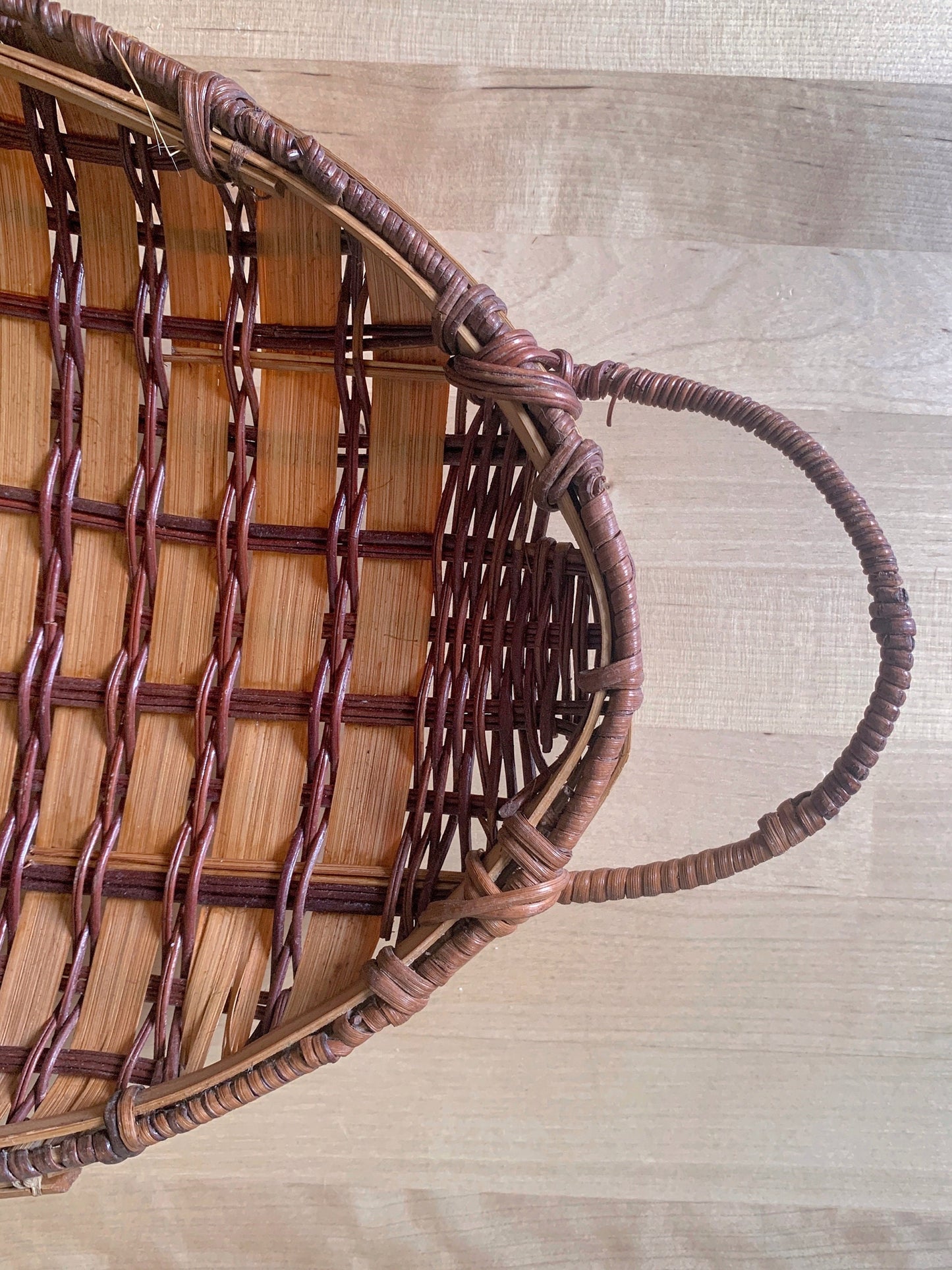 Vintage Rattan Oval Serving Tray with Handles | Boho Home Decor | Bohemian Basket | Serving Platter | Boho Tableware | Rattan Home Decor