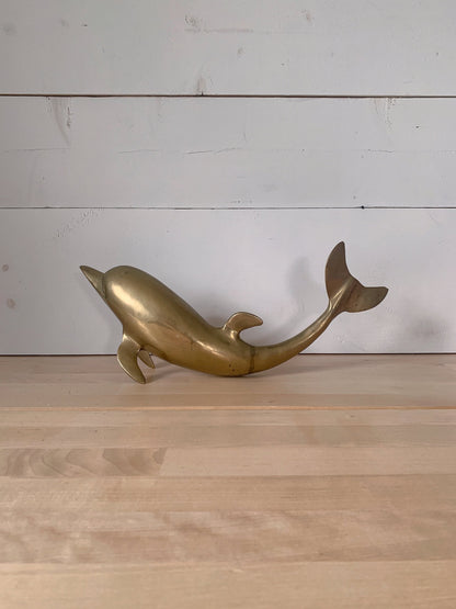 Vintage Brass Dolphin Figurine | Brass Decor | Mid Century Brass | Brass Bust | Brass Animal Figurines | Brass Trinkets & Collectibles | MCM